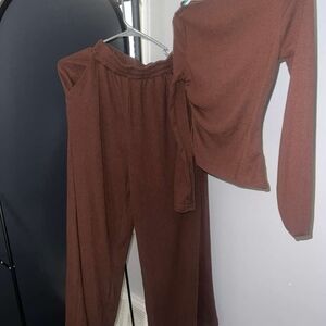 SHEIN Brown Jumpsuit Set